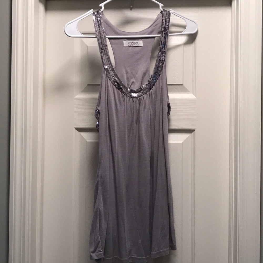 Tramp Silver Sparkle Razorback Tank Top Size Medium